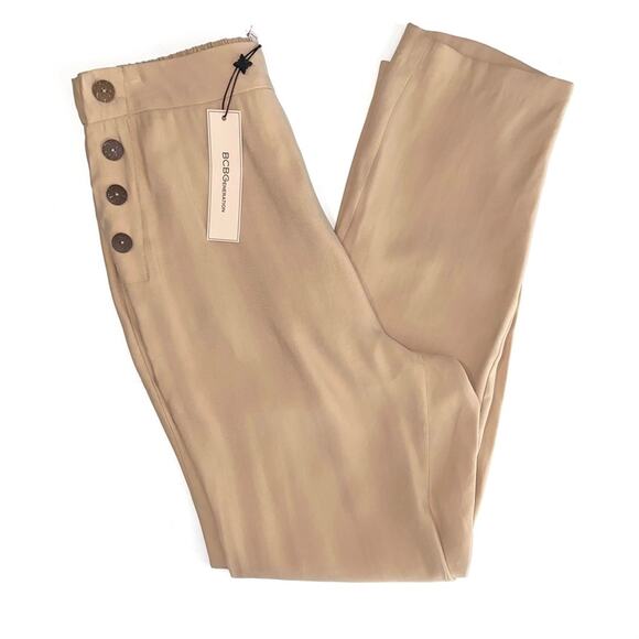NWT BCBGeneration Faux Side Button Sand Beige Pull-On Pants Size XS - Picture 5 of 15